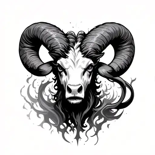 aries, thug life, chaos, cursed energy flowing tattoo design idea