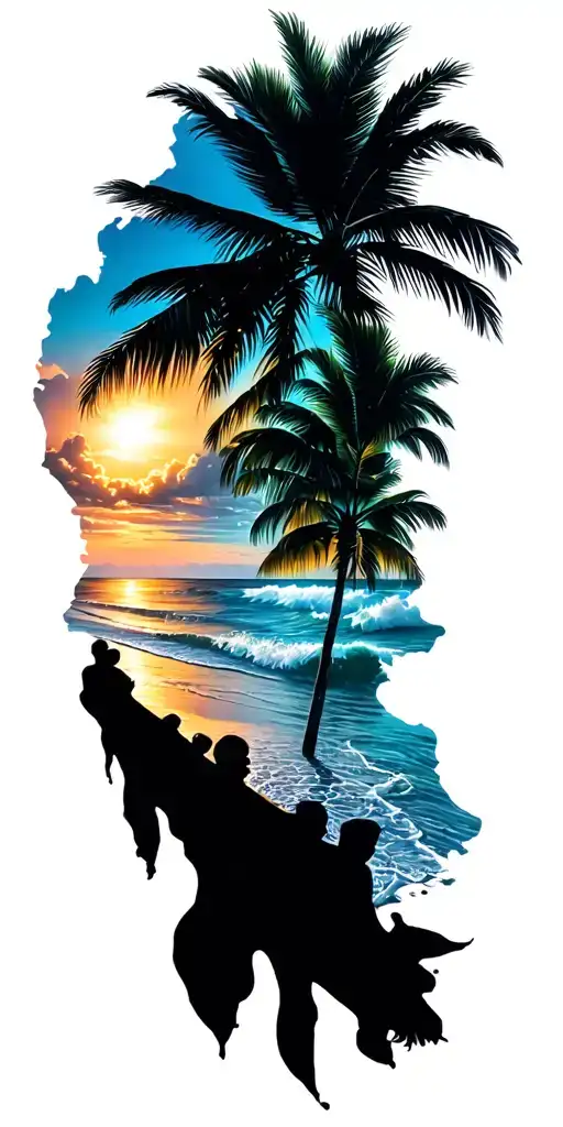 Louisiana and Hawaii beach tattoo design idea