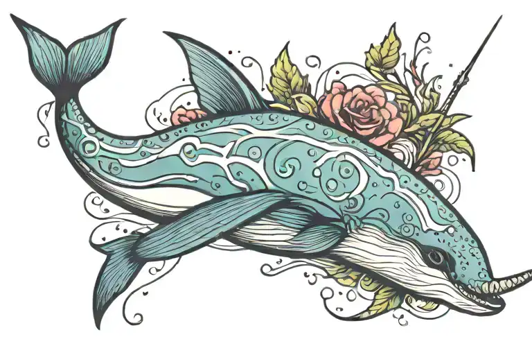 narwhal tattoo design idea