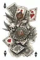 tribal, cards, risk, rich tattoo design idea