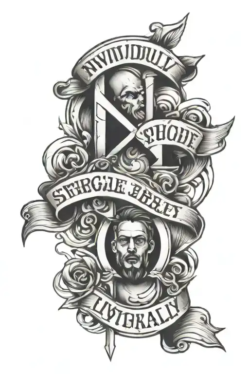 ndividuality, struggle, loyalty, and ambition lettering tattoo design idea