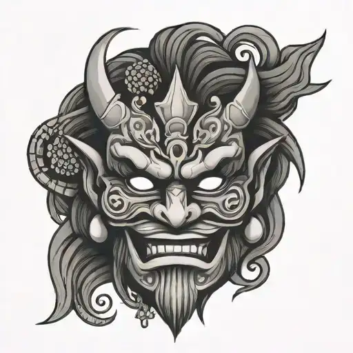 stoner oni mask tattoo design idea