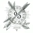 arrow with Roman numerals for 1955 and 2023 tattoo design idea