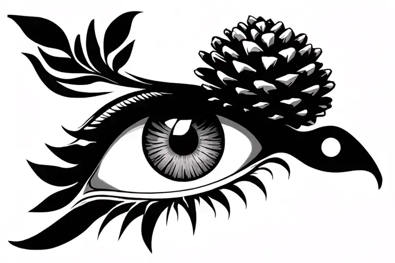 Pineal Gland represented by Eye of Horus with a pinecone as the pupil tattoo design idea