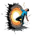 man falling into portal tattoo design idea