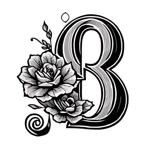 simple initials Q & B tattoo design idea