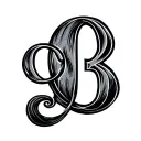 simple initials Q & B tattoo design idea