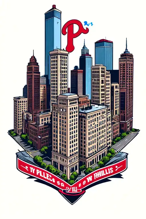 Phillies buildings skyline tattoo design idea