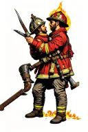 St Florian protecting a firefighter in a fire  tattoo design idea