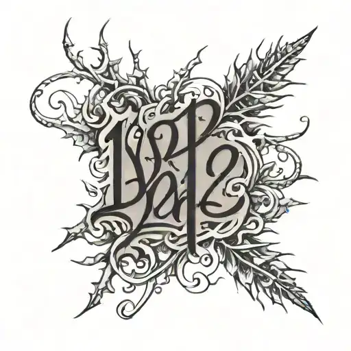 handwritten date, thorns, date of death, 10.11.2024 tattoo design idea