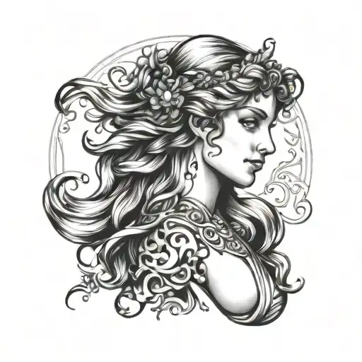 sexy Aphrodite greek goddess tattoo design idea