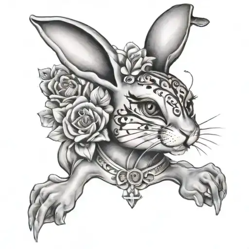 playboy bunny, "bite me", "lust for life" and some more sensual elements  tattoo design idea