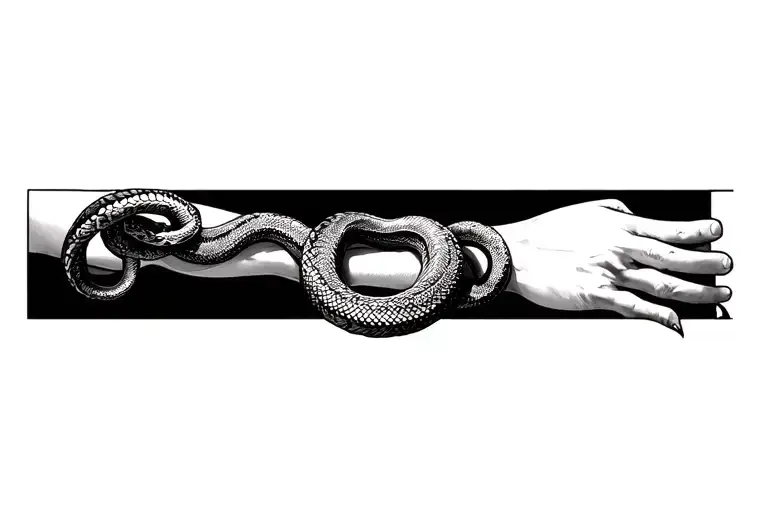 create a snake wrapped around the arm multiple times. The snake eats his tail like ouroboros tattoo design idea