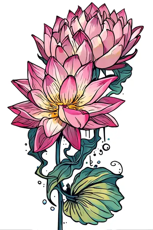 lotus flower blooming tattoo design idea