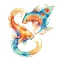 lone wolf and a koi fish yin yang tattoo design idea