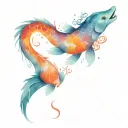 lone wolf and a koi fish yin yang tattoo design idea