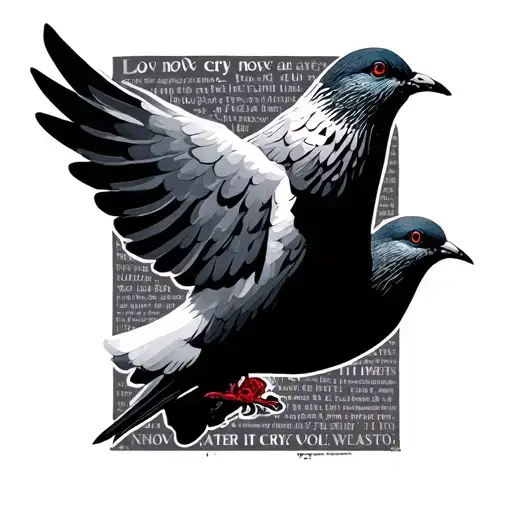 a doves body made out of the words. Love now cry later it hurts tattoo design idea