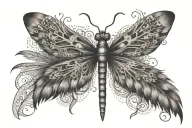 Feather Dragonfly Butterfly tattoo design idea
