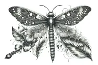 Feather Dragonfly Butterfly tattoo design idea