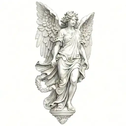 a statue of an angel tattoo design idea