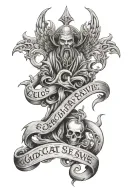 God cant save us, so lets live like sinners, heaven and hell tattoo design idea
