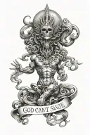 God cant save us, so lets live like sinners, heaven and hell tattoo design idea