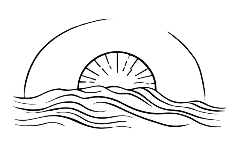 sunrise at the ocean waves tattoo design idea