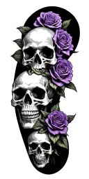 many small skulls with roses purple and white Cala lily tattoo design idea