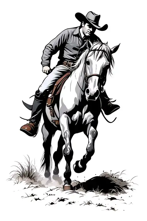 cowboy riding a horse tattoo design idea