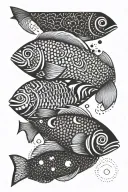 A geometric pattern resembling fish scales with Maori elements incorporated manga de bíceps hasta hombro  tattoo design idea