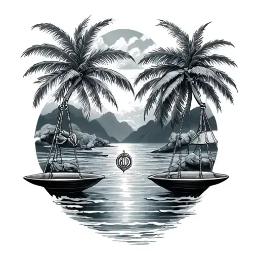 Adam DeArmond, libra scale, Tampa florida beaches mixed tattoo design idea