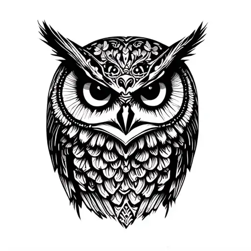 gothic owl with skeleton war face paint palette tattoo design idea