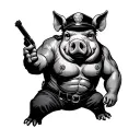 Pig Cop tattoo design idea