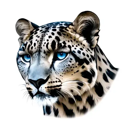 Snow leopard with Blue eyes tattoo design idea