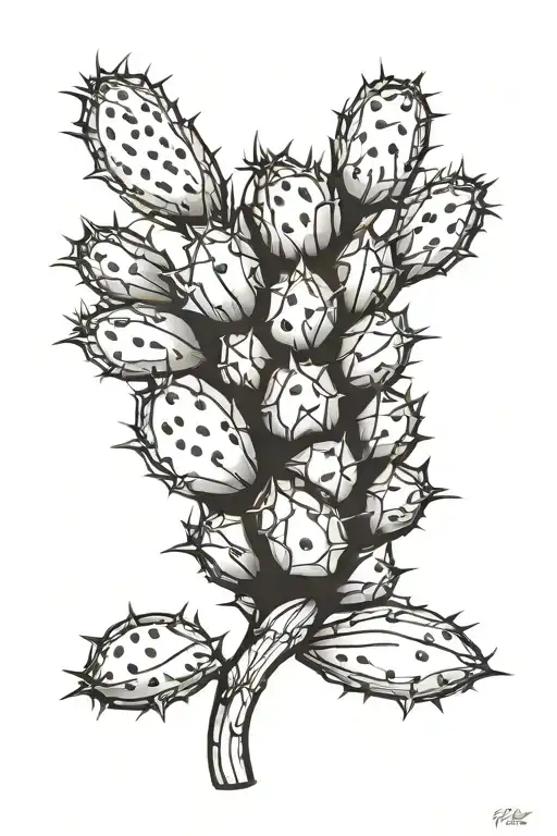 Prickly pear cactus tattoo design idea
