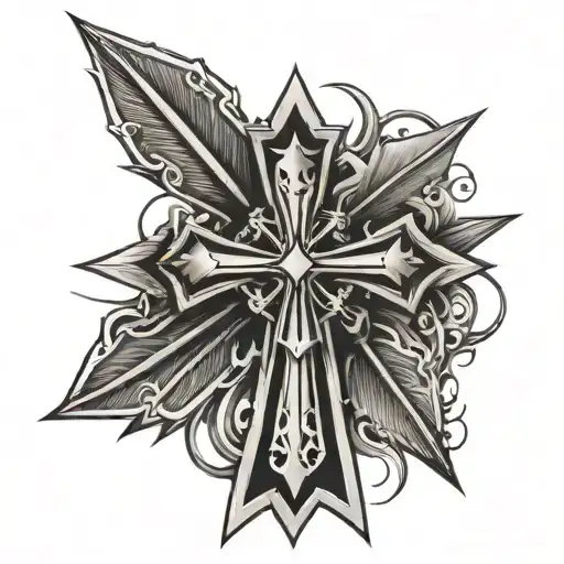 cross pierced with arrows tattoo design idea