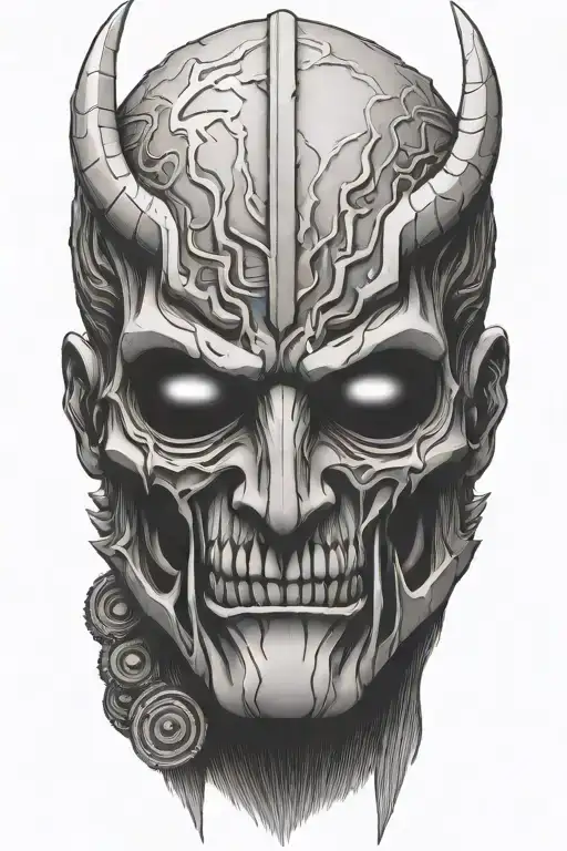 chainsaw man demon mask tattoo design idea