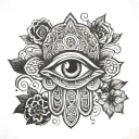 hamsa eye tattoo design idea