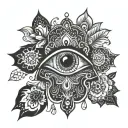 hamsa eye tattoo design idea