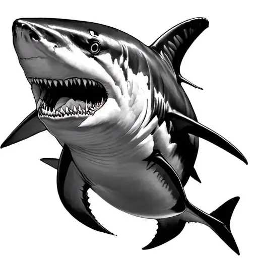 two sharks chasing eachother, grate white and mako shark tattoo design idea