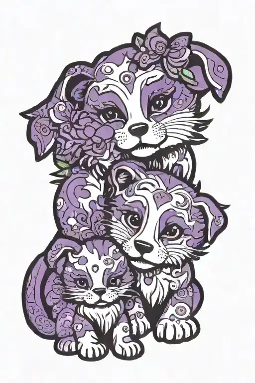 violet and primrose with paw prints around tattoo design idea