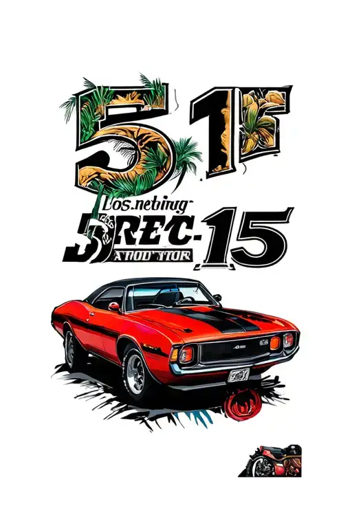 My lucky numbers 5,15, something that relates to Los Angeles & rappers like The Notorious B.I.G,NWA, cars & motorcycles  tattoo design idea