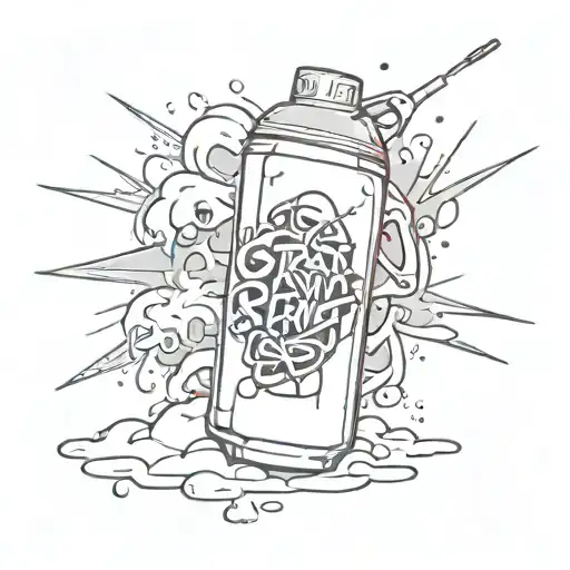 Evil spray can with graffiti writing in the middle SNOW → make it bent into graffiti in an even more evil style tattoo design idea