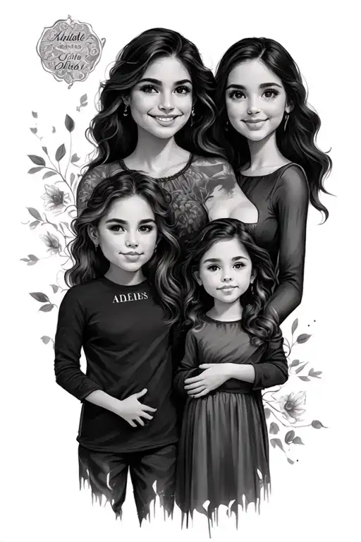 my family's keeper with the names adelaide, olivia and alexis tattoo design idea