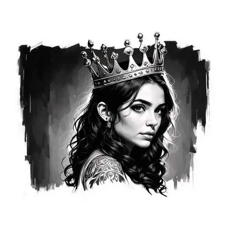 Maddy with a tilted crown tattoo design idea