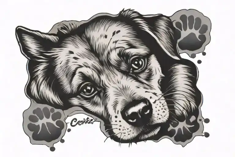Lola with dog paw print tattoo design idea