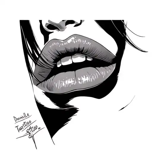 Danielle and lips tattoo design idea