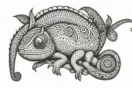 chameleon with long tail tattoo design idea