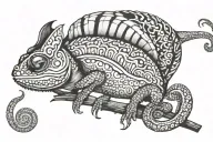 chameleon with long tail tattoo design idea