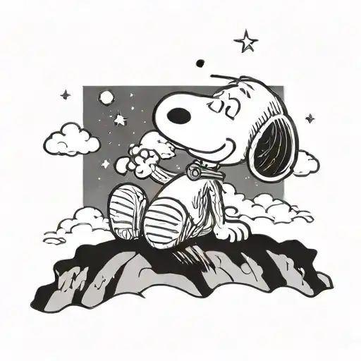 snoopy looking at the sky tattoo design idea